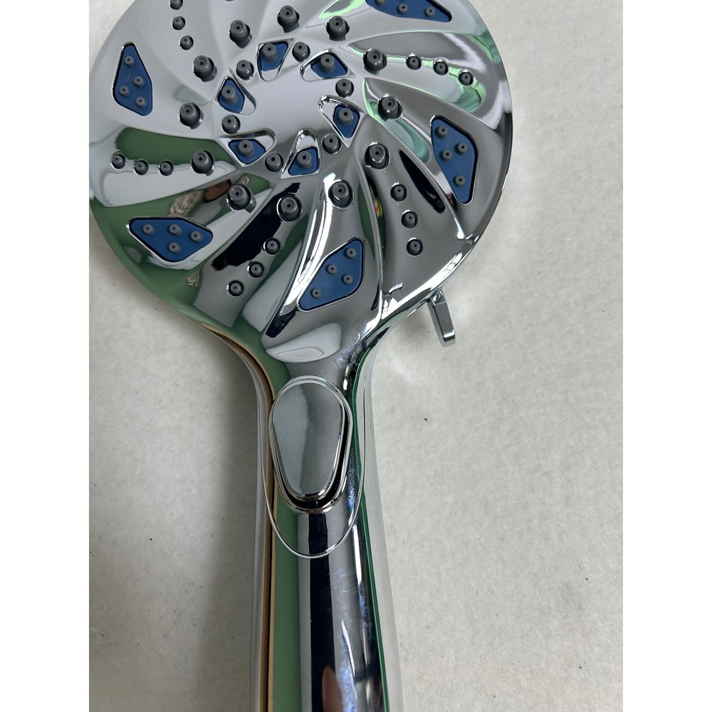 Modern Chrome Handheld Shower Head Multi-Setting Spray 5 Inch Round Face Silver - Picture 3 of 9